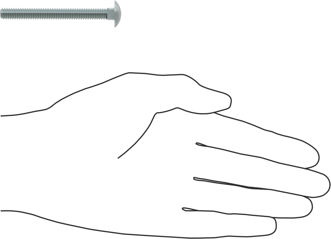 Sınıf 5 Çelik Kare Boyunlu Taşıma Cıvatası, Orta Mukavemetli, Çinko Kaplamalı, 1/4"-20 Diş Boyutu, 2-1/2" Uzunluk
