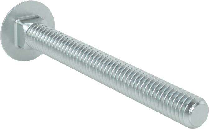 Sınıf 5 Çelik Kare Boyunlu Taşıma Cıvatası, Orta Mukavemetli, Çinko Kaplamalı, 1/4"-20 Diş Boyutu, 2-1/2" Uzunluk