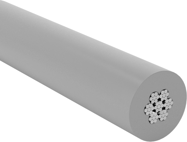 Vinil Plastik Kaplı Galvanizli Çelik Tel Halat, 0,094 inç Çap, 3/16" Çap, Kaplamalı
