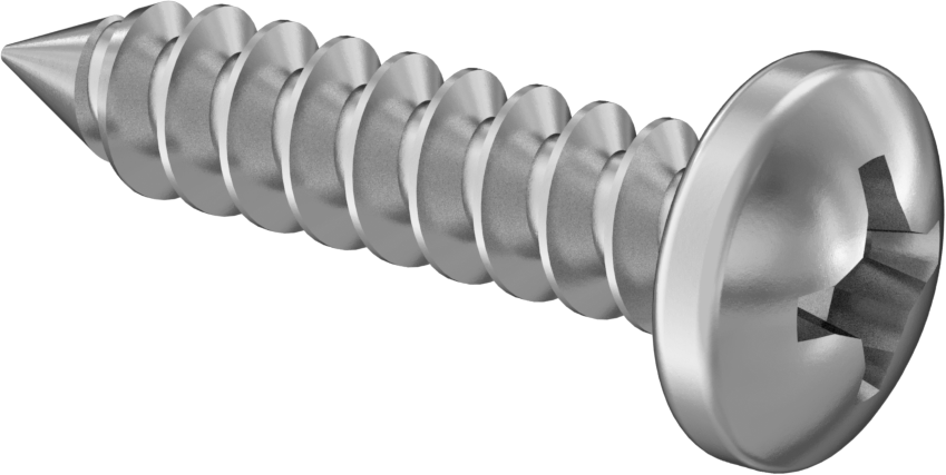 Sac Metal için Phillips Yuvarlak Başlı Vidalar, Çinko Kaplı Çelik, 4 Numara Boyut, 1/2" Uzunluk