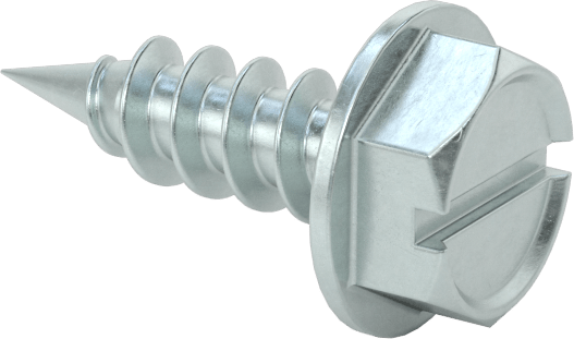 Sac Metal için Flanşlı Delme Vidaları, Çinko Kaplı Çelik, Numara 7 Boyut, 1/2" Uzunluk