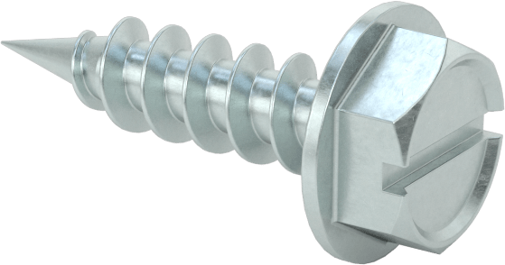 Sac Metal için Flanşlı Delme Vidaları, Çinko Kaplı Çelik, 10 Numaralı Boyut, 3/4" Uzunluk, 5/16" Başlık Genişliği