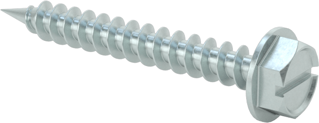 Sac Metal için Flanşlı Delme Vidaları, Çinko Kaplı Çelik, 10 Numaralı Boyut, 1-1/2" Uzunluk