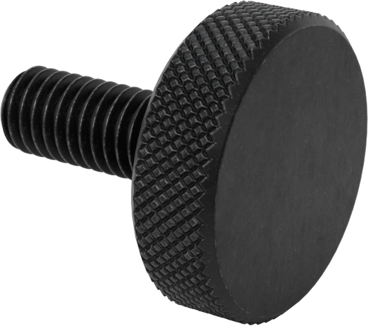 Çelik Tırtıllı Başlı Parmak Vidası, Düşük Profilli, 10-32 Diş Boyutu, 1/2" Uzunluk