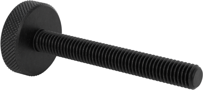 Çelik Tırtıllı Başlı Parmak Vidası, Düşük Profilli, 10-32 Diş Boyutu, 1-1/2" Uzunluk