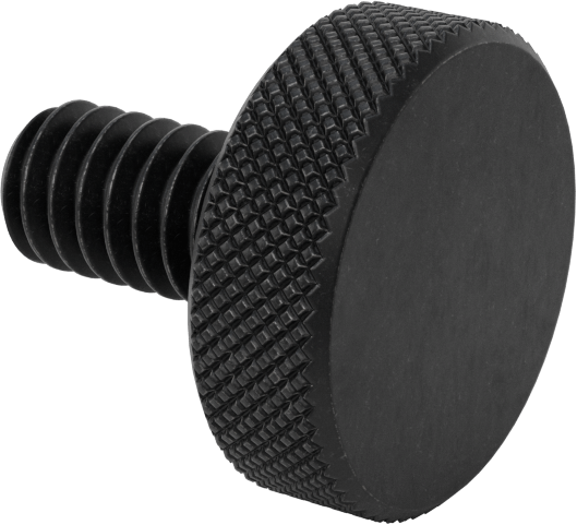 Çelik Tırtıllı Başlı Parmak Vidası, Düşük Profilli, 1/4"-20 Diş Boyutu, 1/2" Uzunluk
