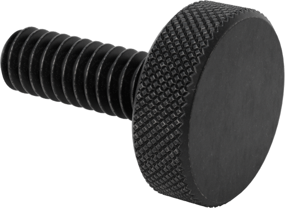 Çelik Tırtıllı Başlı Parmak Vidası, Düşük Profilli, 1/4"-20 Diş Boyutu, 3/4" Uzunluk