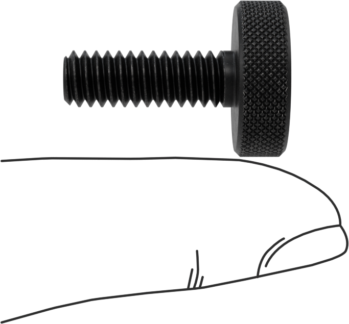 Çelik Tırtıllı Başlı Parmak Vidası, Düşük Profilli, 1/4"-20 Diş Boyutu, 3/4" Uzunluk