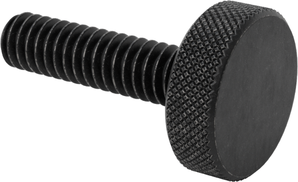 Çelik Tırtıllı Başlı Parmak Vidası, Düşük Profilli, 1/4"-20 Diş Boyutu, 1" Uzunluk