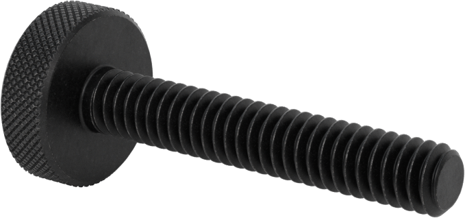 Çelik Tırtıllı Başlı Parmak Vidası, Düşük Profilli, 1/4"-20 Diş Boyutu, 1-1/2" Uzunluk