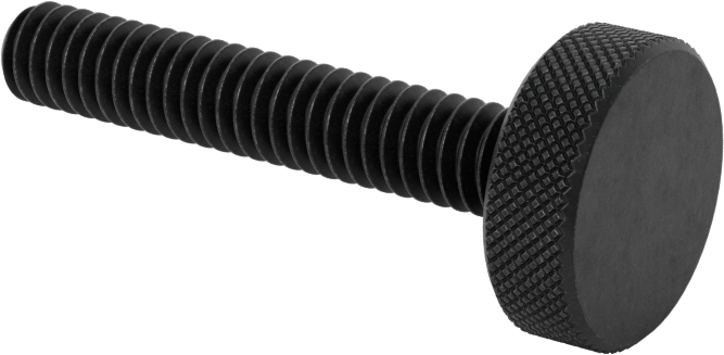 Çelik Tırtıllı Başlı Parmak Vidası, Düşük Profilli, 1/4"-20 Diş Boyutu, 1-1/2" Uzunluk