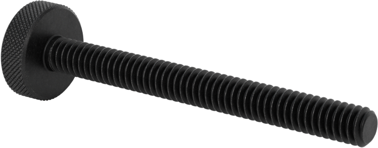 Çelik Tırtıllı Başlı Parmak Vidası, Düşük Profilli, 1/4"-20 Diş Boyutu, 2-1/2" Uzunluk