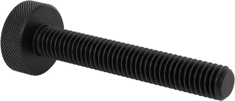 Çelik Tırtıllı Başlı Parmak Vidası, Düşük Profilli, 3/8"-16 Diş Boyutu, 2-1/2" Uzunluk
