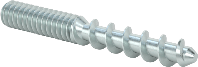 Çelik Ahşap Vida Dişli Saplama, Çinko Kaplamalı, 10 Numaralı Vida x 10-24 Saplama, 1-1/2" Uzunluk