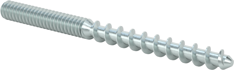 Çelik Ahşap Vida Dişli Saplama, Çinko Kaplamalı, 10 Numaralı Vida x 10-24 Saplama, 2-1/2" Uzunluk