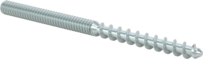 Çelik Ahşap Vida Dişli Saplama, Çinko Kaplamalı, 10 Numaralı Vida x 10-24 Saplama, 3" Uzunluk
