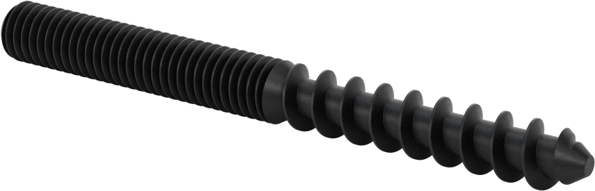 Çelik Ahşap Vida Dişli Saplama, Siyah Oksit, 3/8“ Vida x 3/8”-16 Saplama, 4" Uzunluk