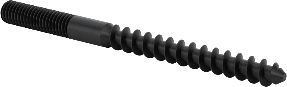 Çelik Ahşap Vida Dişli Saplama, Siyah Oksit, 3/8“ Vida x 3/8”-16 Saplama, 5 inç Uzunluk