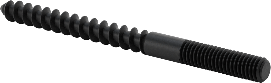 Çelik Ahşap Vida Dişli Saplama, Siyah Oksit, 3/8“ Vida x 3/8”-16 Saplama, 5 inç Uzunluk