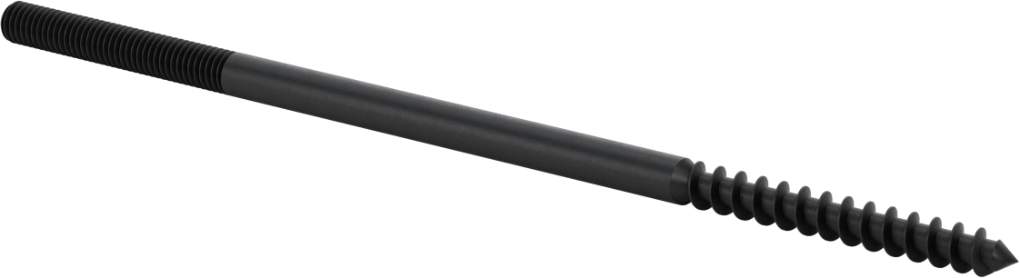 Çelik Ahşap Vida Dişli Saplama, Siyah Oksit, 3/8“ Vida x 3/8”-16 Saplama, 10" Uzunluk