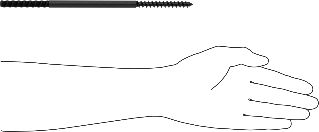 Çelik Ahşap Vida Dişli Saplama, Siyah Oksit, 3/8“ Vida x 3/8”-16 Saplama, 10" Uzunluk