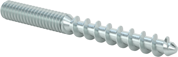 Çelik Ahşap Vida Dişli Saplama, Çinko Kaplamalı, 1/4“ Vida x 1/4”-20 Saplama, 2-1/2" Uzunluk