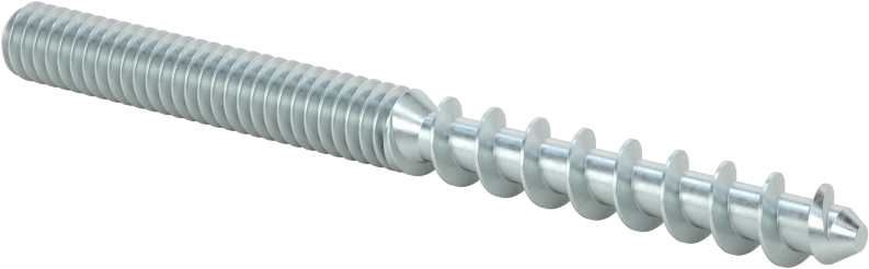 Çelik Ahşap Vida Dişli Saplama, Çinko Kaplamalı, 1/4“ Vida x 1/4”-20 Saplama, 3" Uzunluk