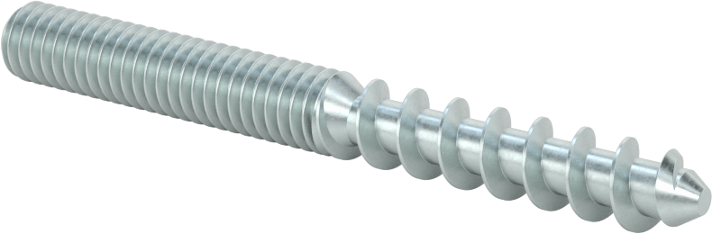 Çelik Ahşap Vida Dişli Saplama, Çinko Kaplamalı, 5/16“ Vida x 5/16”-18 Saplama, 3" Uzunluk