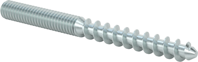 Çelik Ahşap Vida Dişli Saplama, Çinko Kaplamalı, 5/16“ Vida x 5/16”-18 Saplama, 3-1/2" Uzunluk