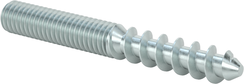 Çelik Ahşap Vida Dişli Saplama, Çinko Kaplamalı, 3/8“ Vida x 3/8”-16 Saplama, 3" Uzunluk