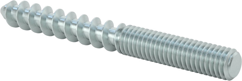 Çelik Ahşap Vida Dişli Saplama, Çinko Kaplamalı, 3/8“ Vida x 3/8”-16 Saplama, 3-1/2" Uzunluk