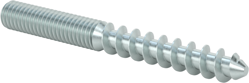 Çelik Ahşap Vida Dişli Saplama, Çinko Kaplamalı, 3/8“ Vida x 3/8”-16 Saplama, 3-1/2" Uzunluk
