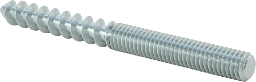 Çelik Ahşap Vida Dişli Saplama, Çinko Kaplamalı, 3/8“ Vida x 3/8”-16 Saplama, 4" Uzunluk