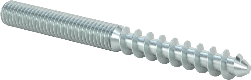Çelik Ahşap Vida Dişli Saplama, Çinko Kaplamalı, 3/8“ Vida x 3/8”-16 Saplama, 4" Uzunluk