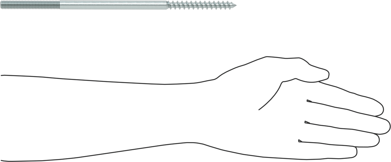 Çelik Ahşap Vida Dişli Saplama, Çinko Kaplamalı, 3/8“ Vida x 3/8”-16 Saplama, 10" Uzunluk