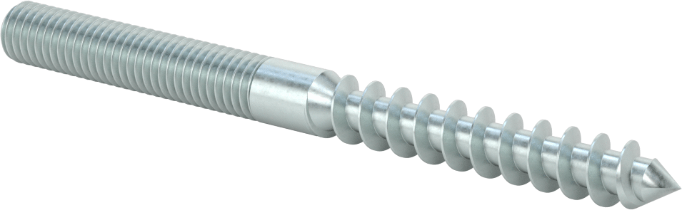 Çelik Ahşap Vida Dişli Saplama, Çinko Kaplamalı, 1/2“ Vida x 1/2”-13 Saplama, 6 inç Uzunluk
