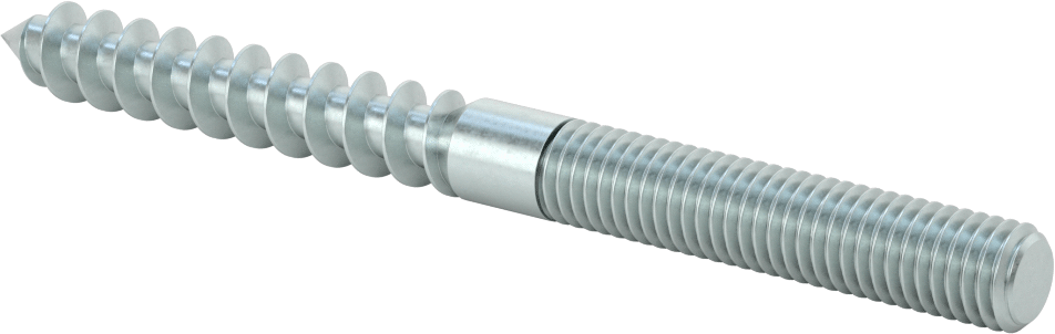 Çelik Ahşap Vida Dişli Saplama, Çinko Kaplamalı, 1/2“ Vida x 1/2”-13 Saplama, 6 inç Uzunluk