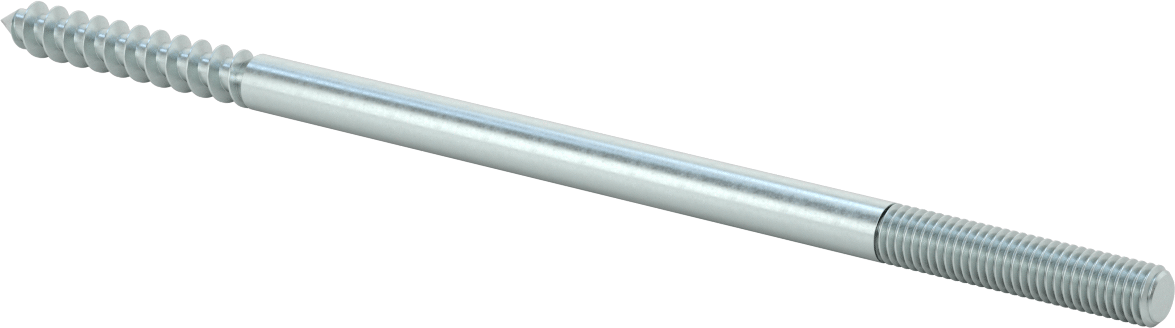 Çelik Ahşap Vida Dişli Saplama, Çinko Kaplamalı, 1/2“ Vida x 1/2”-13 Saplama, 12" Uzunluk