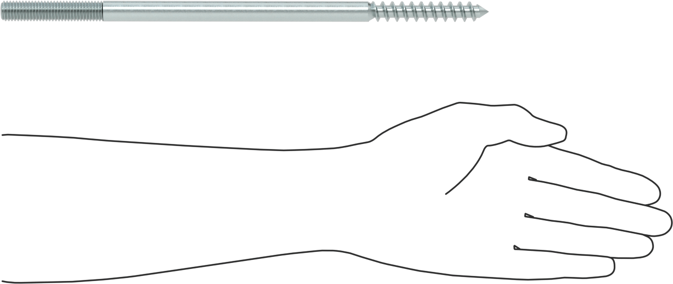 Çelik Ahşap Vida Dişli Saplama, Çinko Kaplamalı, 1/2“ Vida x 1/2”-13 Saplama, 12" Uzunluk