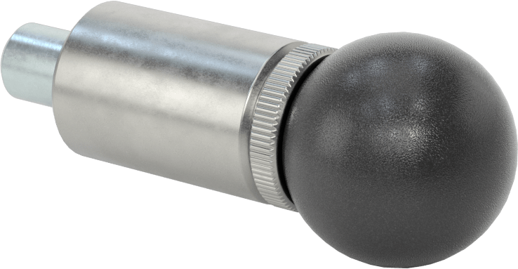 Çelik Kaynaklı Geri Çekilebilir Yaylı Piston, Küresel Tutamak, 1,5 inç Uzunluk, 0,5“ Çap x 0,625” Uzun Burun
