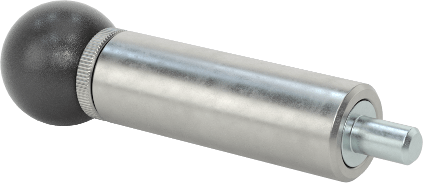 Çelik Kaynaklı Geri Çekilebilir Yaylı Piston, Küresel Tutamak, 3" Uzunlukta Gövde, 0,375 inç Çap x 0,625 inç Uzun Burun