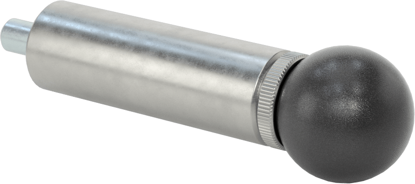 Çelik Kaynaklı Geri Çekilebilir Yaylı Piston, Küresel Tutamak, 3" Uzunlukta Gövde, 0,375 inç Çap x 0,625 inç Uzun Burun