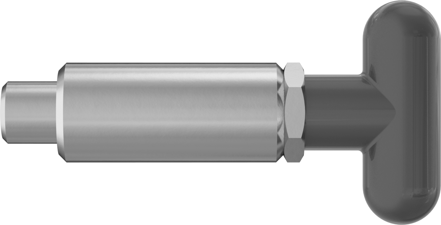 Çelik Kaynaklı Geri Çekilebilir Yaylı Piston, T-Saplı, 2,25 inç Uzunluk, 0,625“ Çap x 0,563” Uzun Burun