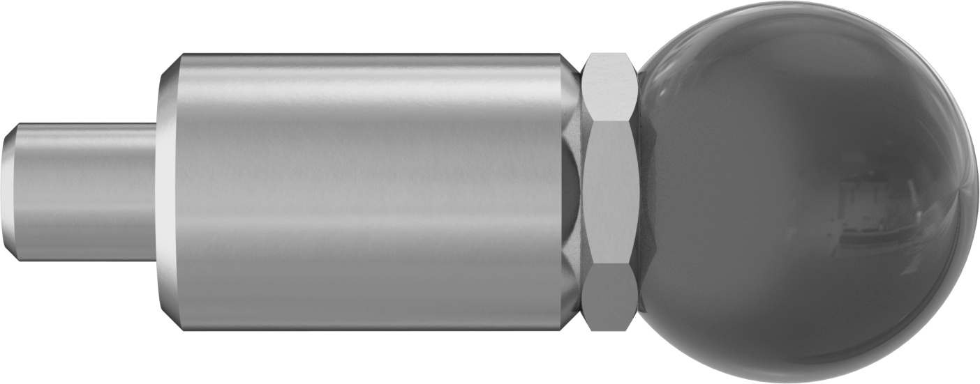 Çelik Kaynaklı Geri Çekilebilir Yaylı Piston, Küresel Tutamak, 1,5 inç Uzunluk, 0,5“ Çap x 0,563” Uzun Burun