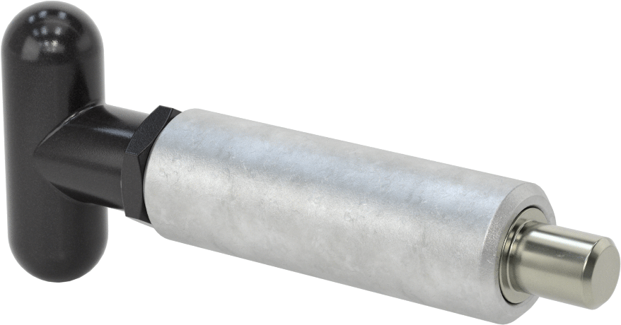 Çelik Kaynaklı Geri Çekilebilir Yaylı Piston, T-Saplı, 3" Uzunlukta Gövde, 0,5“ Çap x 0,625” Uzun Burun