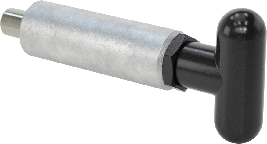 Çelik Kaynaklı Geri Çekilebilir Yaylı Piston, T-Saplı, 3" Uzunlukta Gövde, 0,5“ Çap x 0,625” Uzun Burun