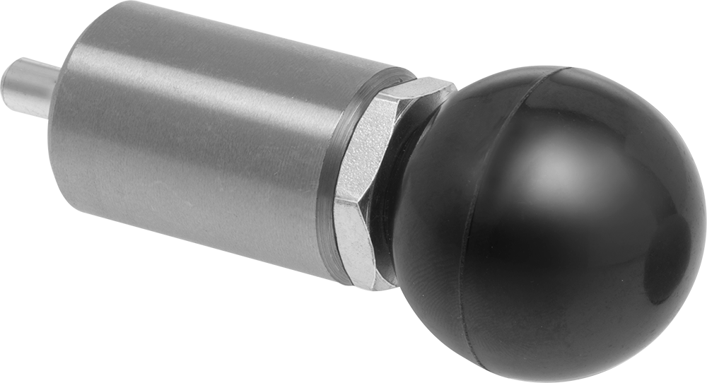 Çelik Kaynaklı Geri Çekilebilir Yaylı Piston, Küresel Tutamak, Kilitleme, 1,5 inç Uzunluk, 0,25" Çaplı Burun