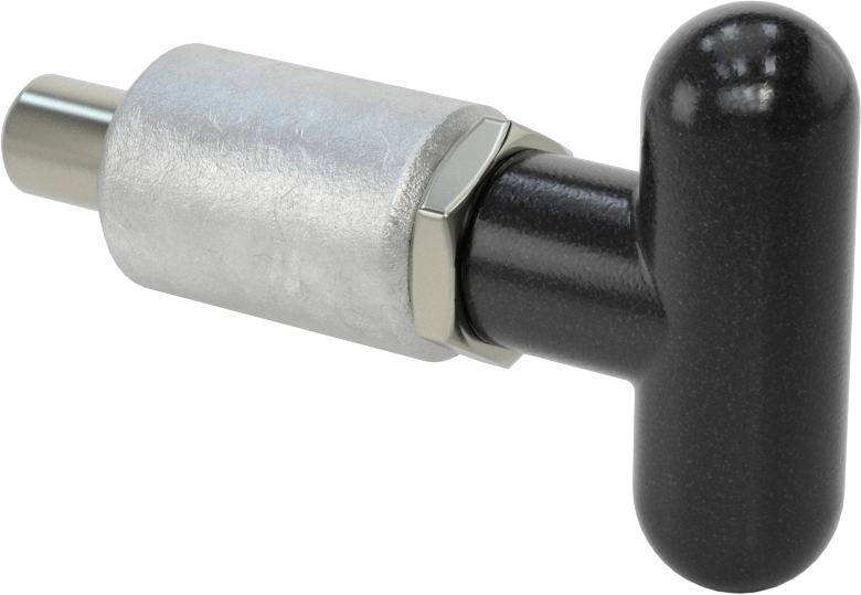 Çelik Kaynaklı Geri Çekilebilir Yaylı Piston, T-Saplı, Kilitleme, 1,5 inç Uzunluk, 0,5“ Çap x 0,685” Uzun Burun