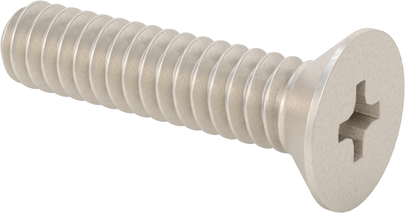 Titanyum Phillips Düz Başlı Vida, 4-40 Diş Boyutu, 1/2" Uzunluk