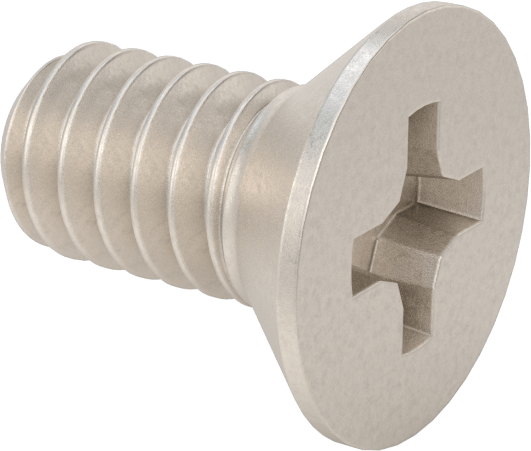 Titanyum Phillips Düz Başlı Vida, 1/4"-20 Diş Boyutu, 1/2" Uzunluk